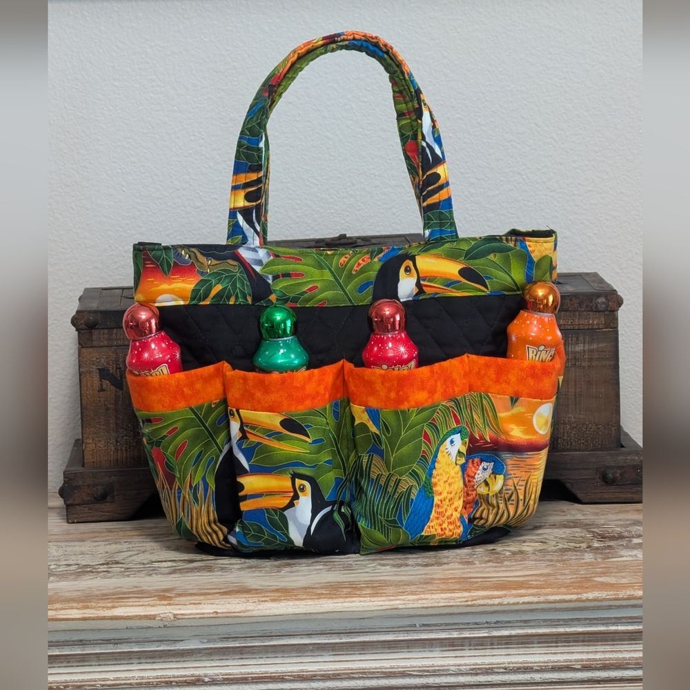 Hand Crafted Tropical Bird Print Women's Bingo/Organizer Tote